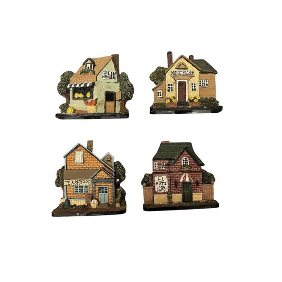 Set of 4 Miniature Shoppe Schoolhouse Grocery Wall Plaques 3.5" Tall Wall Decor - Picture 6 of 7